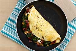 Egg White Omelet with Spinach, Chorizo and Goat Cheese