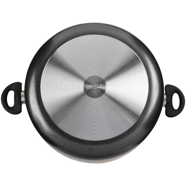 IMUSA Nonstick Dutch Oven with Glass Lid 12.7 Quart, Charcoal