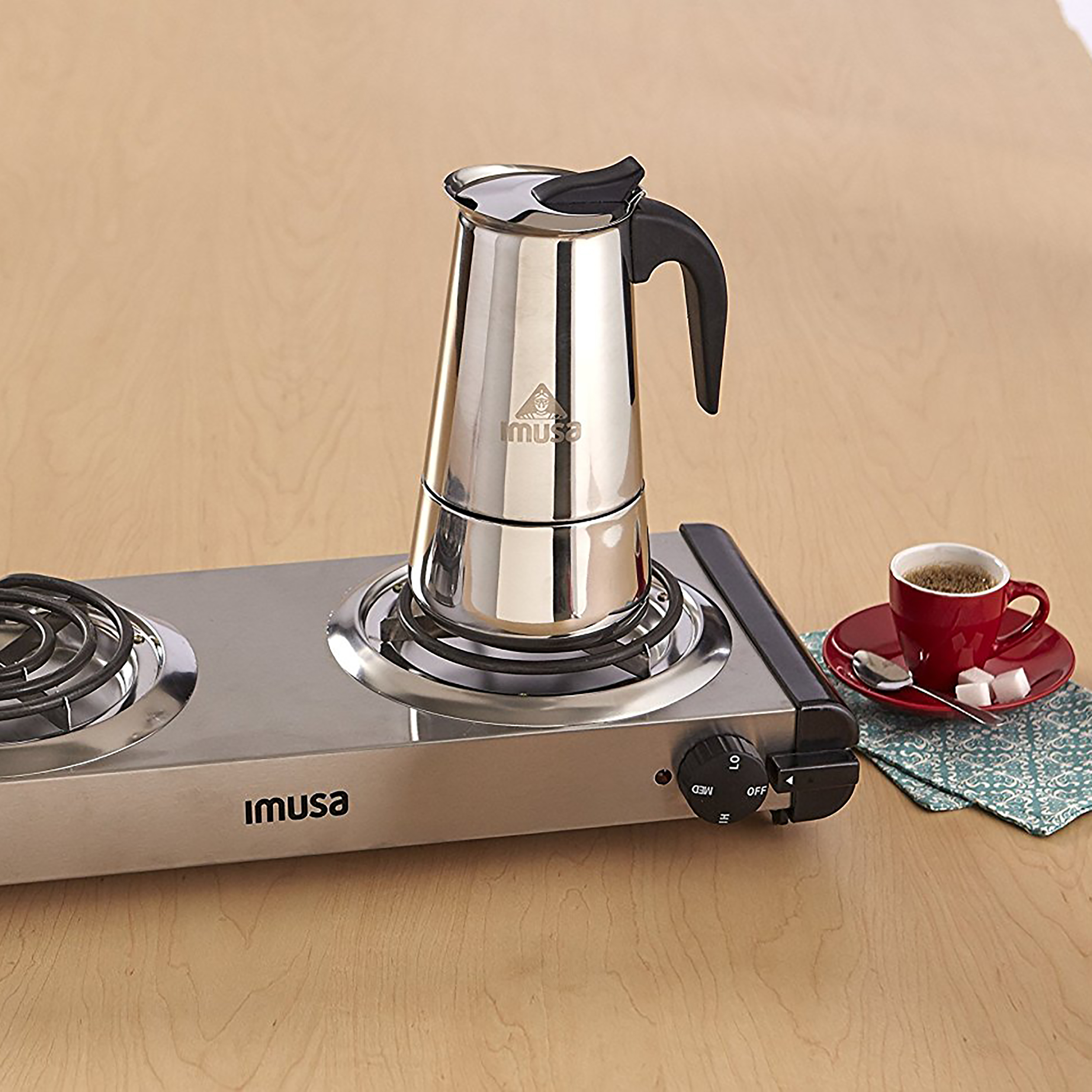 Cuisinox Capri Stainless Steel Espresso Coffee Maker Induction Moka Pot, 4-Cup