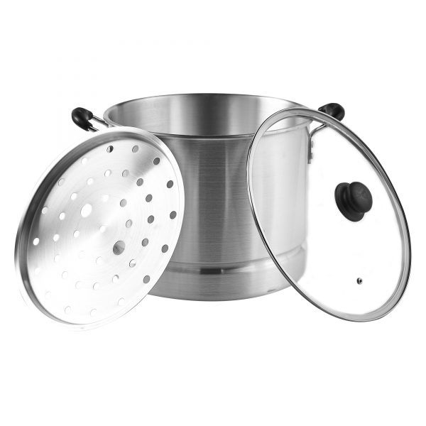 IMUSA Steamer with Glass Lid and Cool Touch Handle 32 Quart