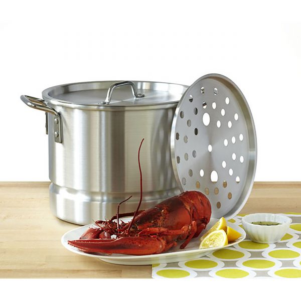 IMUSA Aluminum Steamer with Metal Lid & Handles 28 Quarts, Silver