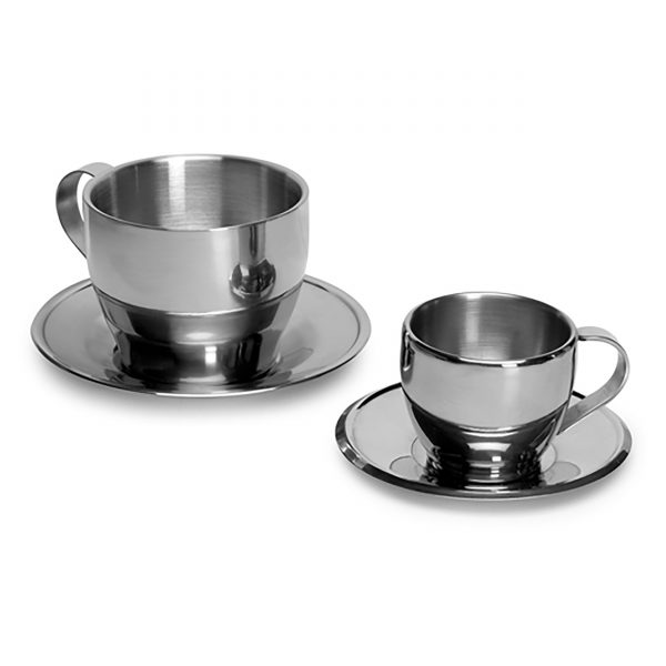 IMUSA 9 Piece Stainless Steel 6 cup Espresso Gift Set, Silver