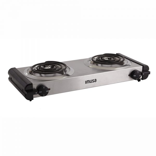 IMUSA Electric Stainless Steel Double Burner 1750 Watts, Silver