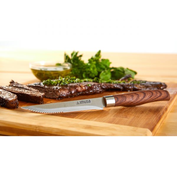 IMUSA Stainless Steel Steak Knife with Woodlook Handle 4.5 inch