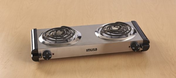 IMUSA Electric Stainless Steel Double Burner 1750 Watts, Silver