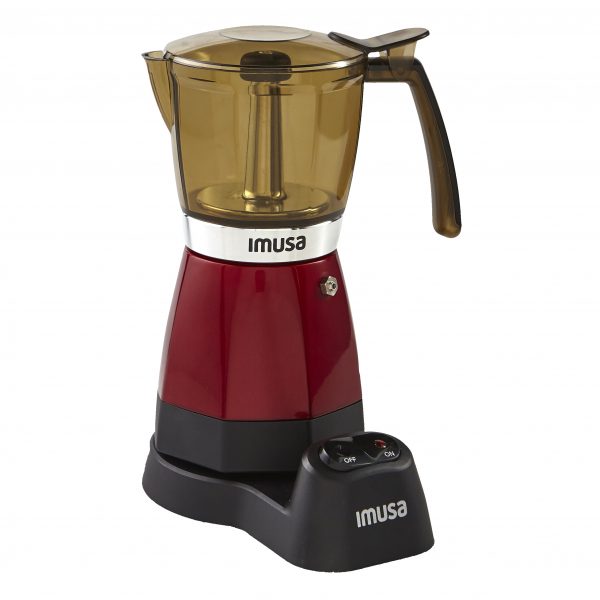 IMUSA Electric Moka Maker 3 cup & 6 cup 480 Watts, Red