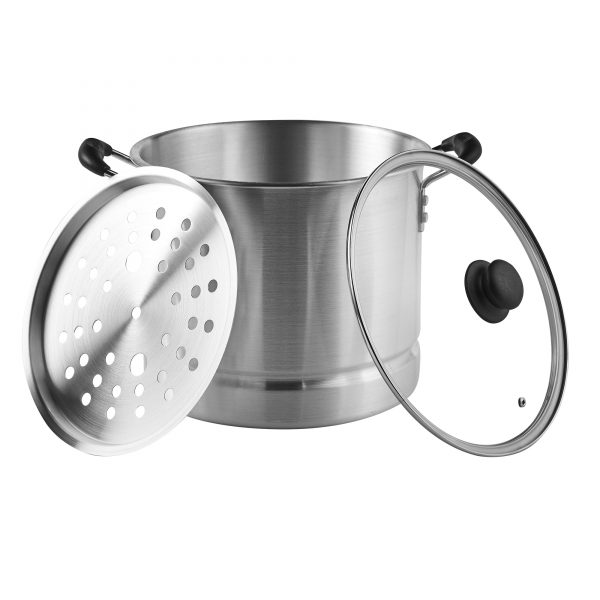 IMUSA Aluminum Steamer with Glass Lid 16 Quart, Silver