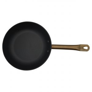 IMUSA Pre-seasoned Light Cast Iron Saute Pan with Stainless Steel Copper Handle & Glass Lid 11 Inches, Rose Gold/Black