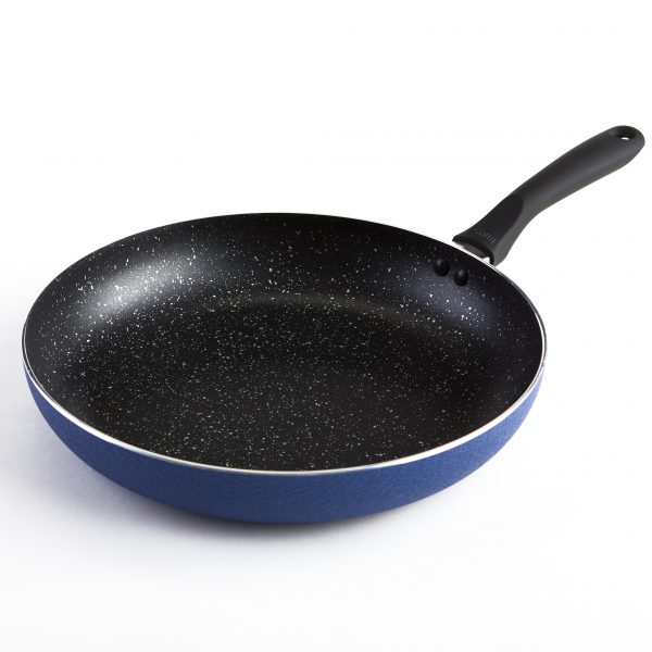 IMUSA Nonstick Speckled Blue Stone Finish Saute Pan with Soft Touch Handle 12 Inch, Blue