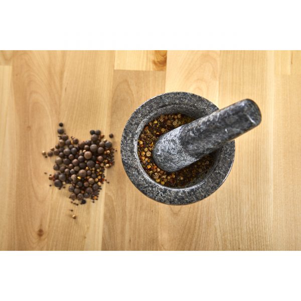 IMUSA Polished Granite Mortar and Pestle 3.75 Inches, Black