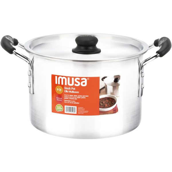 IMUSA Aluminum Stock Pot with Lid 8 Quart