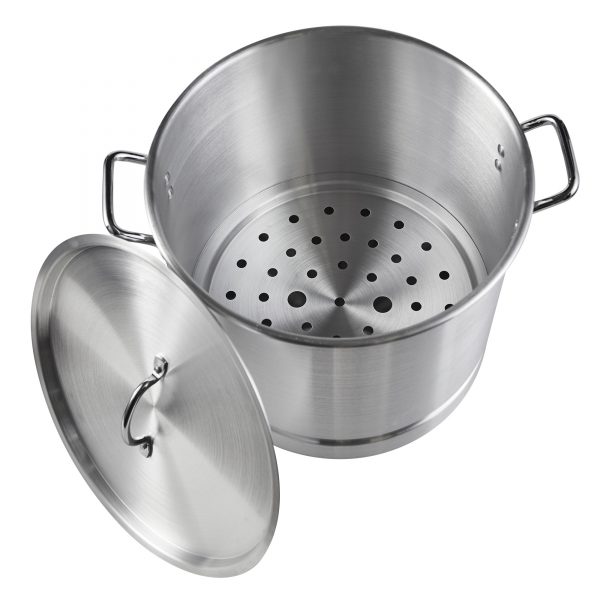 IMUSA Aluminum Steamer with Lid 32 Quart, Silver