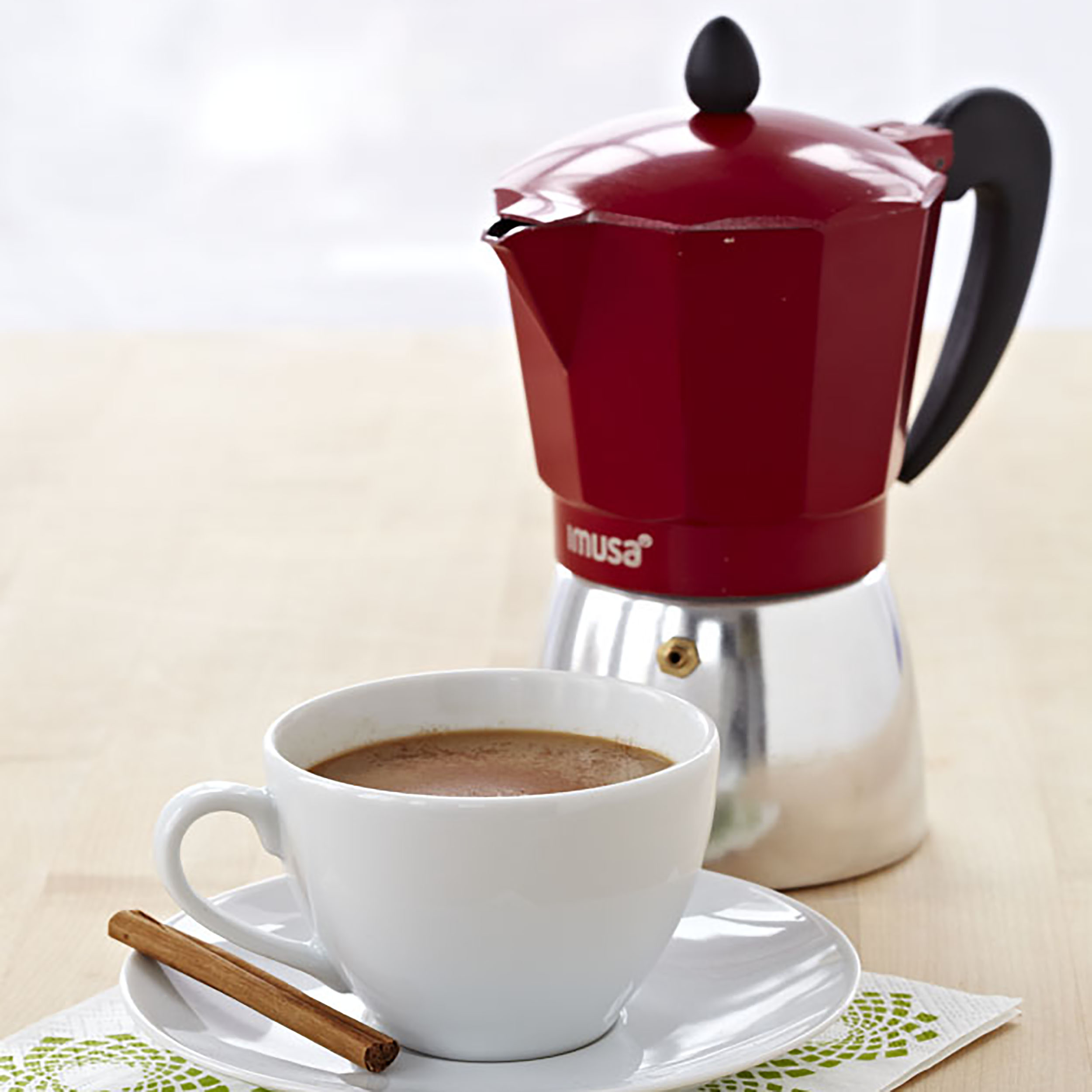 Imusa Espresso Coffeemaker 3 Cup Aluminum and Red