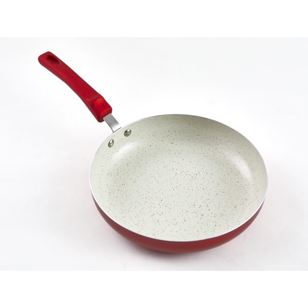 IMUSA Ceramic Nonstick Speckled Saute Pan with Soft Touch Handle 12 Inch, Ruby Red