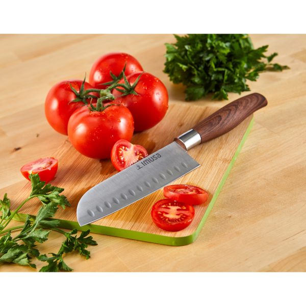 IMUSA Stainless Steel Santoku Knife with Woodlook Handle 6 inch