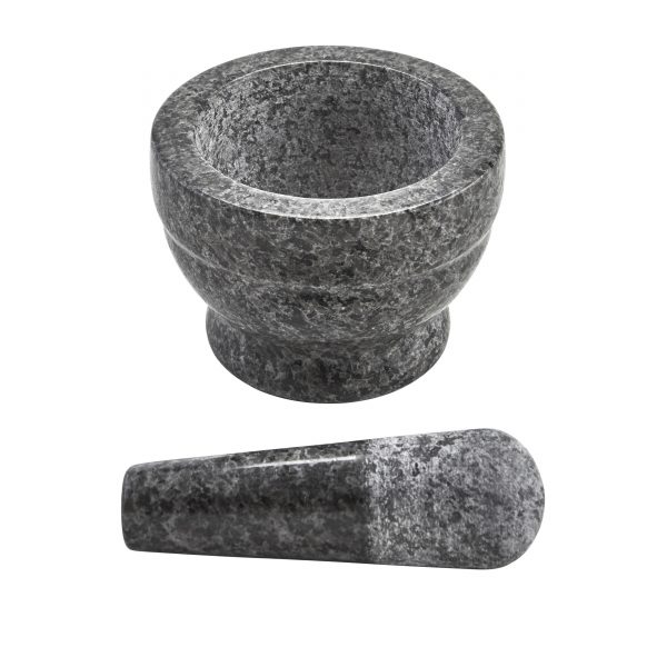 IMUSA Polished Granite Mortar and Pestle 3.75 Inches, Black