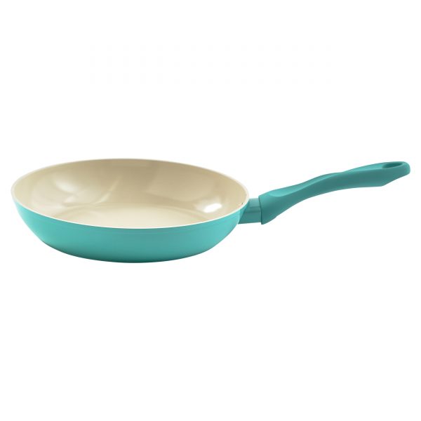 IMUSA Ceramic Nonstick Forged Aluminum Saute Pan with Soft Touch Handle 10 Inches, Teal
